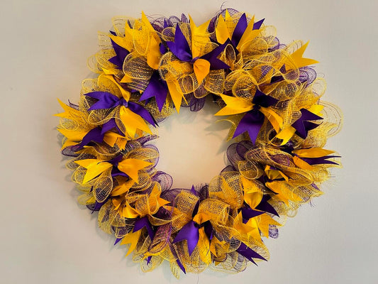 "Purple and Gold" Wreath - One by One Customs