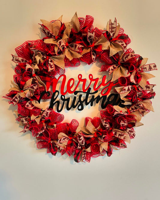 "Merry Christmas" Wreath - One by One Customs